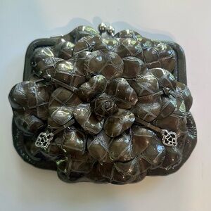 Vintage Brighton black rose leather clutch